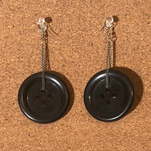 Big black button earrings